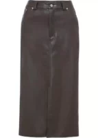 Tanka suknja moderne midi dužine s prorezom od umjetne kože
