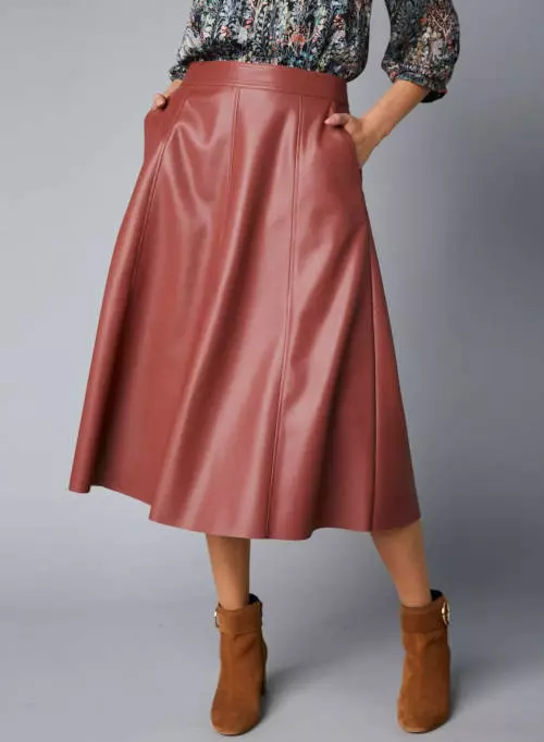 Suknja od umjetne kože u boji karamele