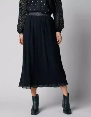 Moderna duga plisirana crna suknja