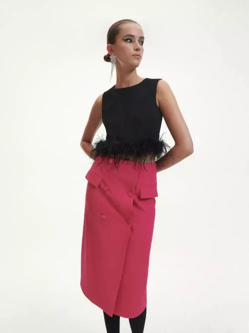 Pencil suknja Reserved na dvostruko kopčanje uskog kroja s džepovima