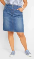 Rastezljiva traper mini suknja za punije