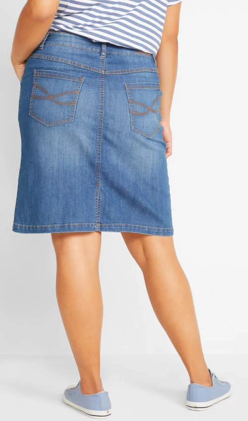 xxl zenska jeans suknja s dzepovima
