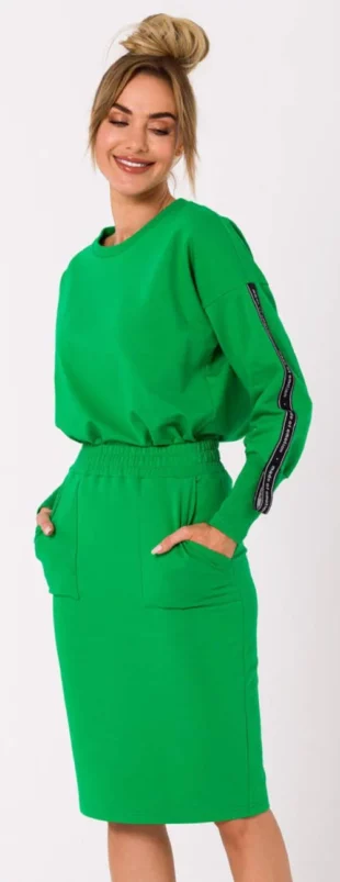 Zelena sportska trenirka suknja s džepovima