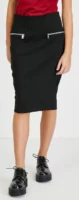Ženska crna suknja Guess sa srebrnim patentnim zatvaračima