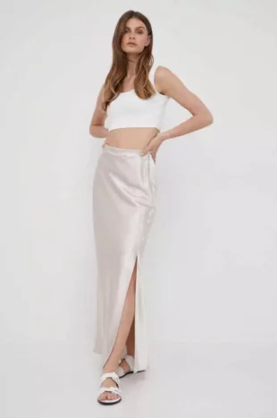 Luksuzna jednobojna duga suknja Calvin Klein s prorezom
