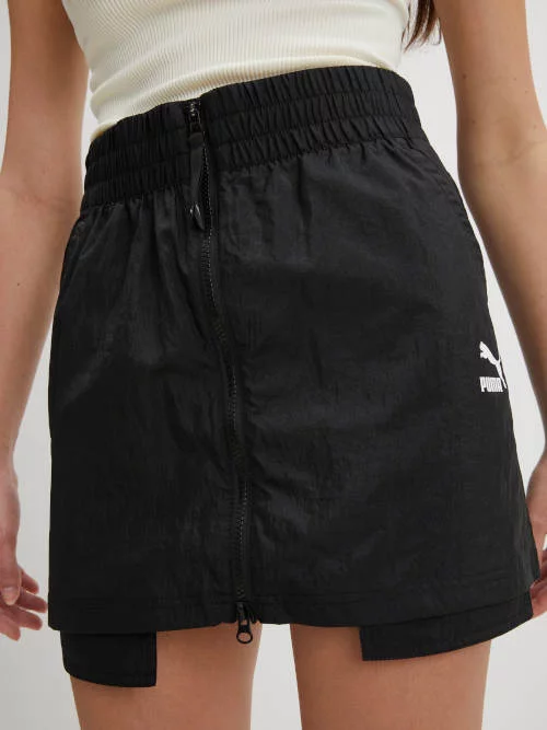 Crna kratka sportska suknja Puma s dvosmjernim patentnim zatvaračem